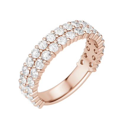 Round Cut Pave Semi-Eternity Band, Lab Grown Diamonds