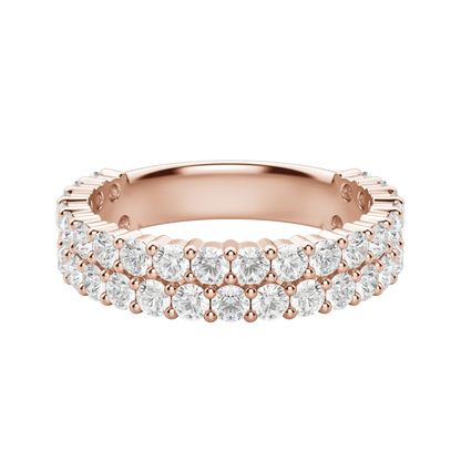 Round Cut Pave Semi-Eternity Band, Lab Grown Diamonds