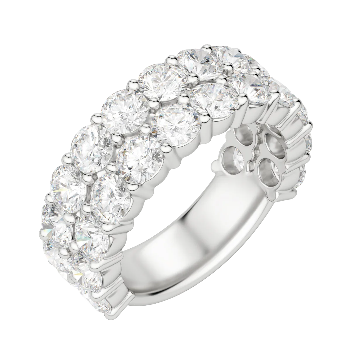 Round Cut Pave Semi-Eternity Band (4.1 tcw), Lab Grown Diamonds