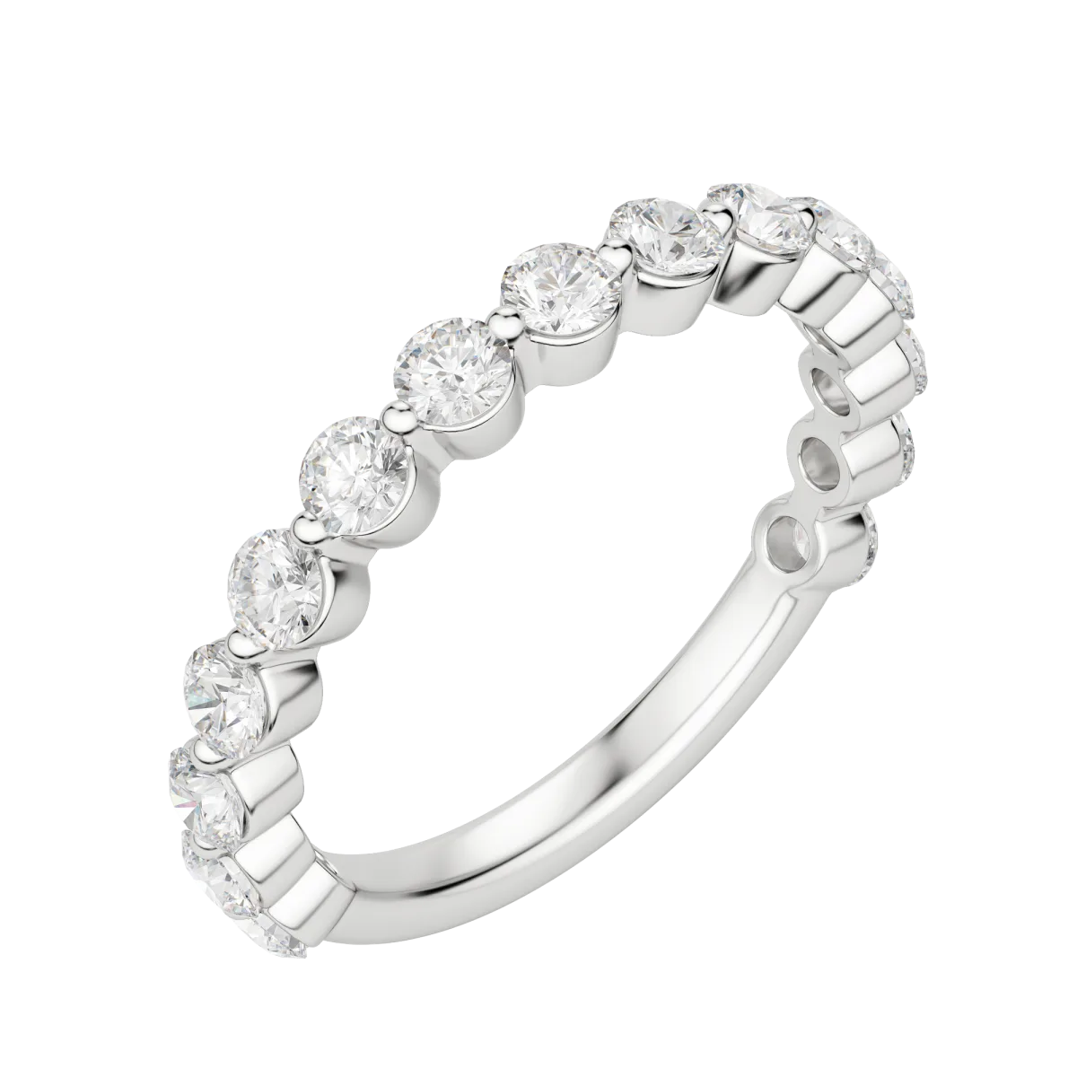 Round Cut Shared Prong Semi-Eternity Band (1 tcw), Lab Grown Diamonds