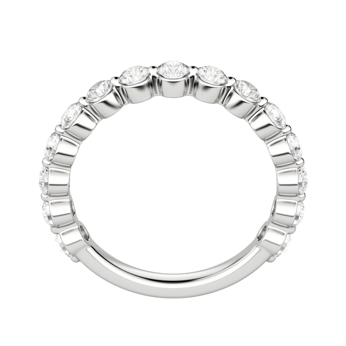 Round Cut Shared Prong Semi-Eternity Band (1 tcw), Lab Grown Diamonds