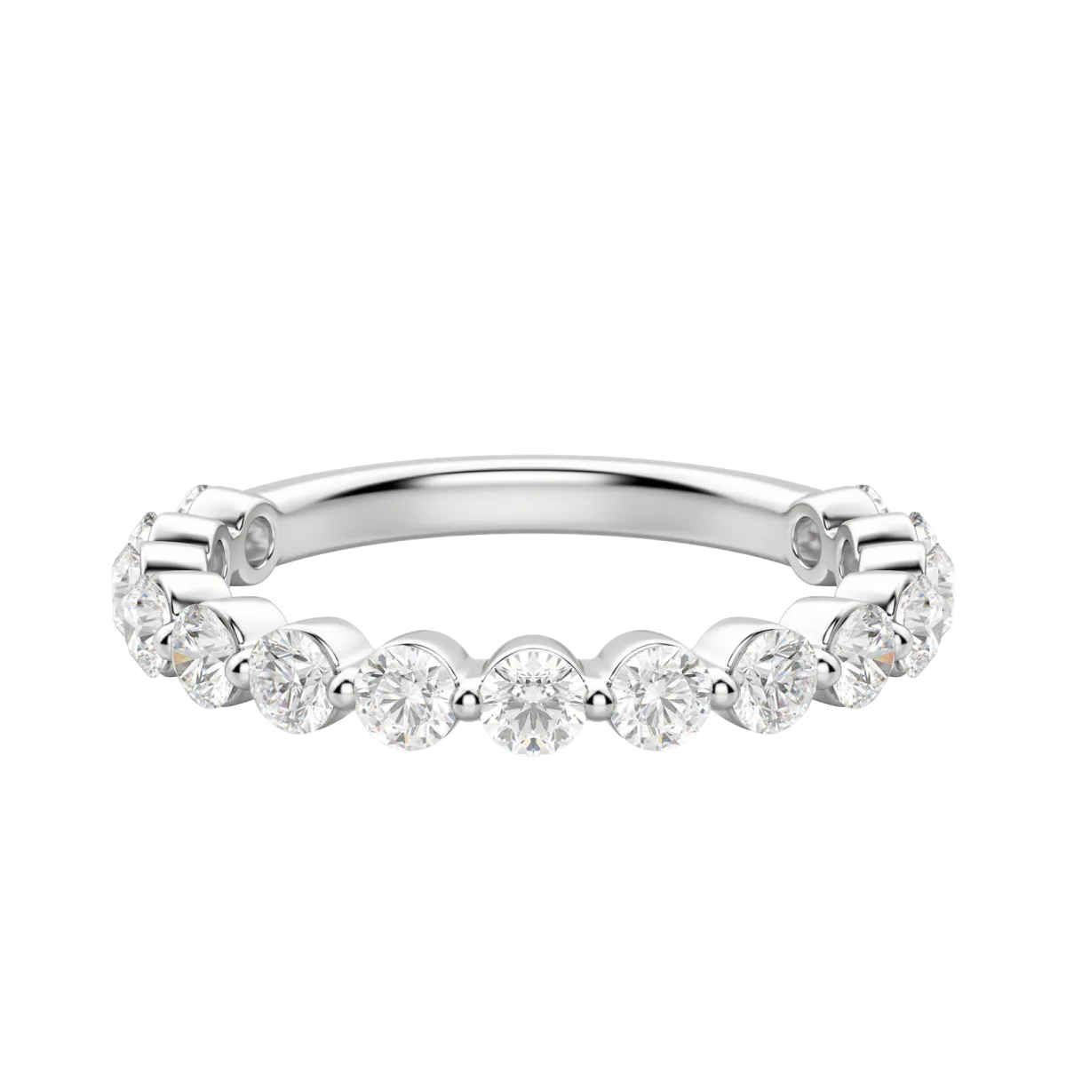 Round Cut Shared Prong Semi-Eternity Band (1 tcw), Lab Grown Diamonds