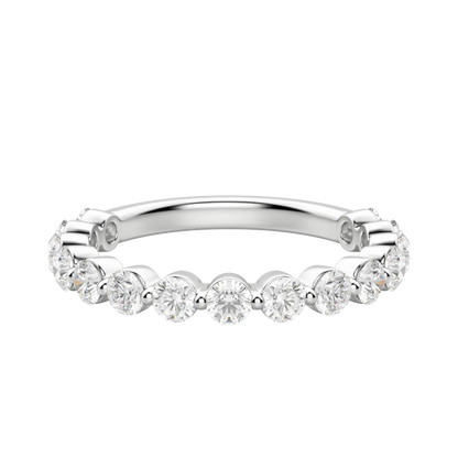 Round Cut Shared Prong Semi-Eternity Band (1 tcw), Lab Grown Diamonds