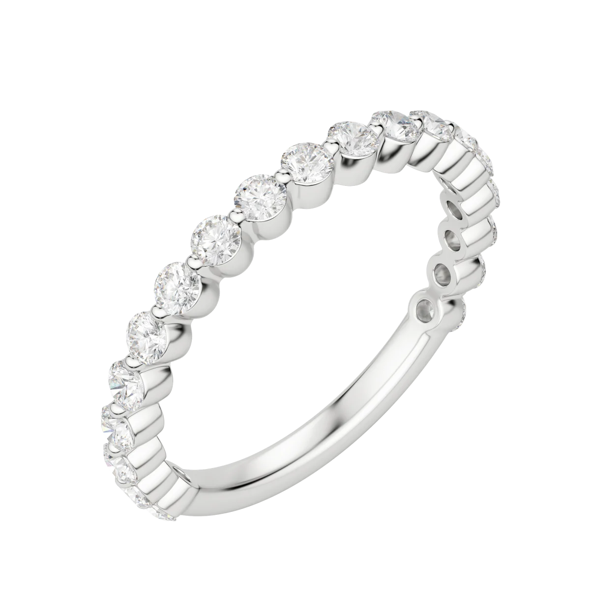 Round Cut Shared Prong Semi-Eternity Band (1/2 tcw), Lab Grown Diamonds