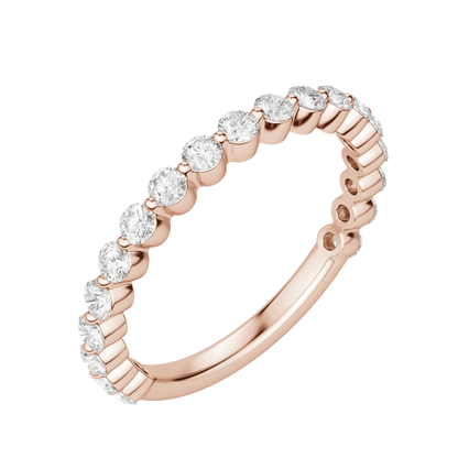 Round Cut Shared Prong Semi-Eternity Band (1/2 tcw), Lab Grown Diamonds