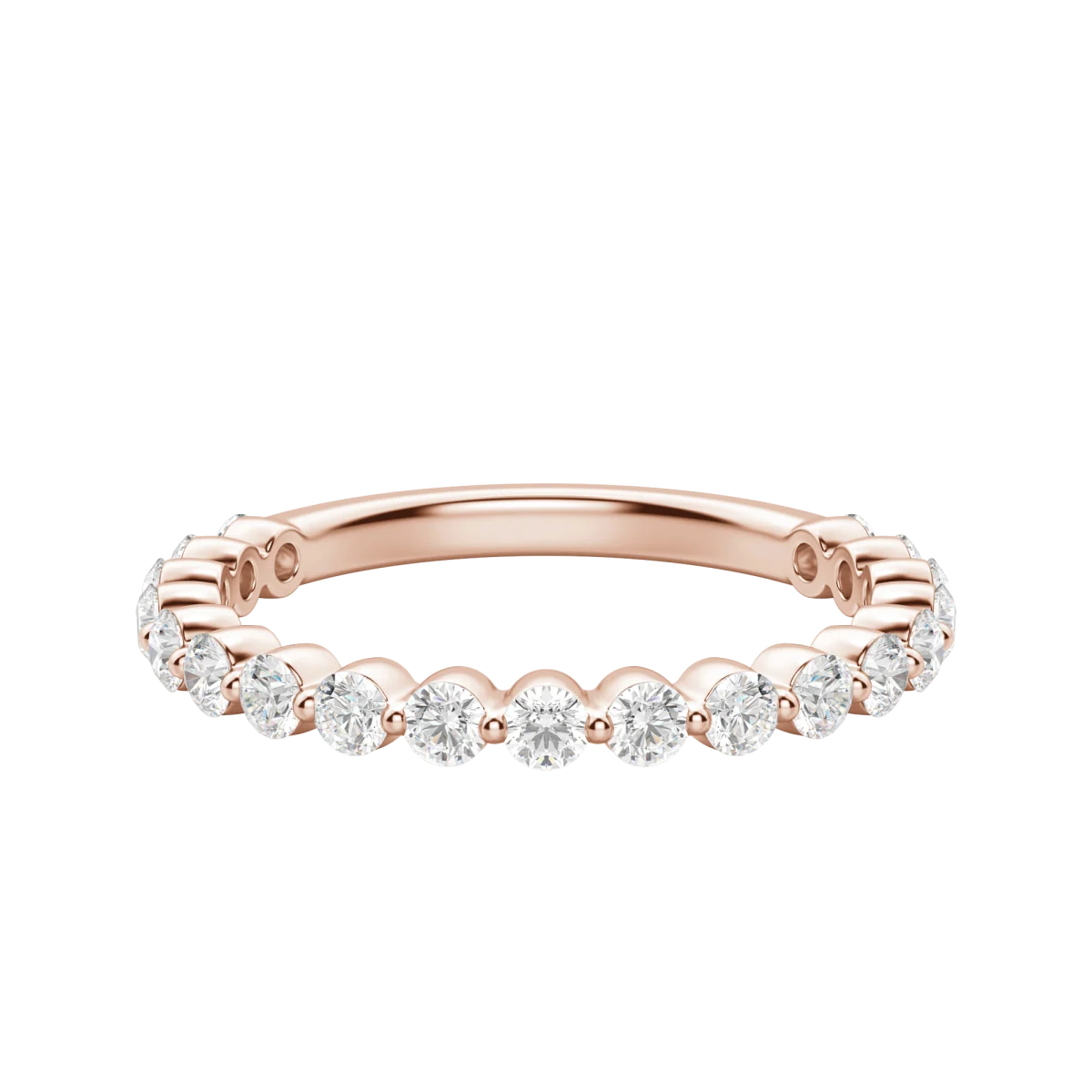 Round Cut Shared Prong Semi-Eternity Band (1/2 tcw), Lab Grown Diamonds