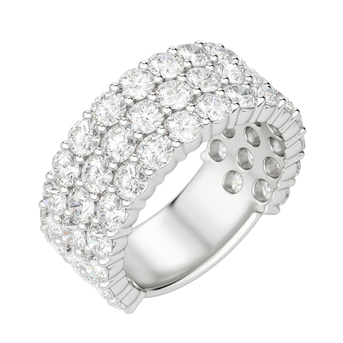 Round Cut Bold Pave Semi-Eternity Band (4 tcw), Lab Grown Diamonds