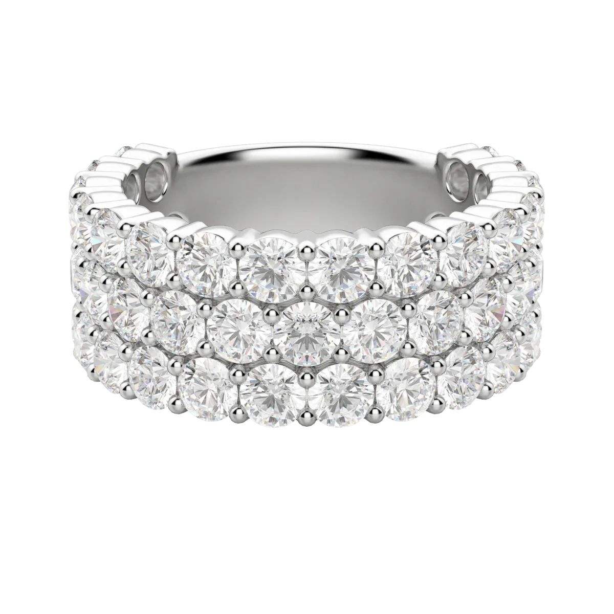 Round Cut Bold Pave Semi-Eternity Band (4 tcw), Lab Grown Diamonds