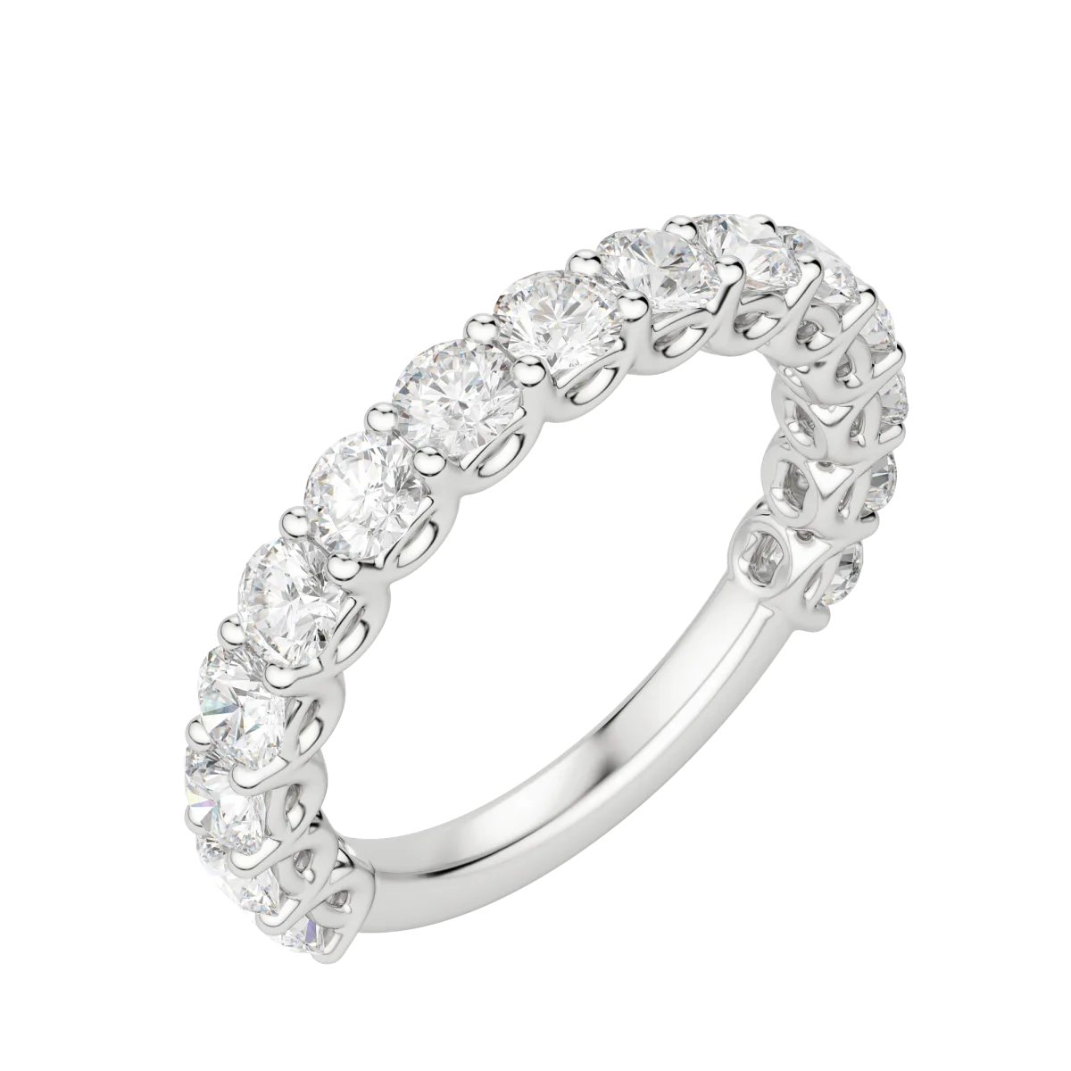 Round Cut Scallop Set Semi-Eternity Band (1 2/3 tcw), Lab Grown Diamonds