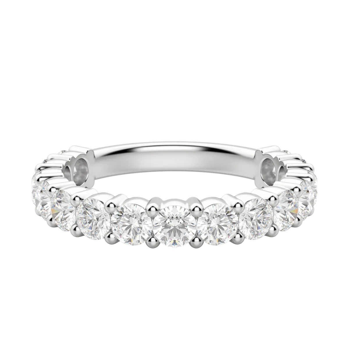 Round Cut Semi-Eternity Band (1 2/3 tcw), Lab Grown Diamonds