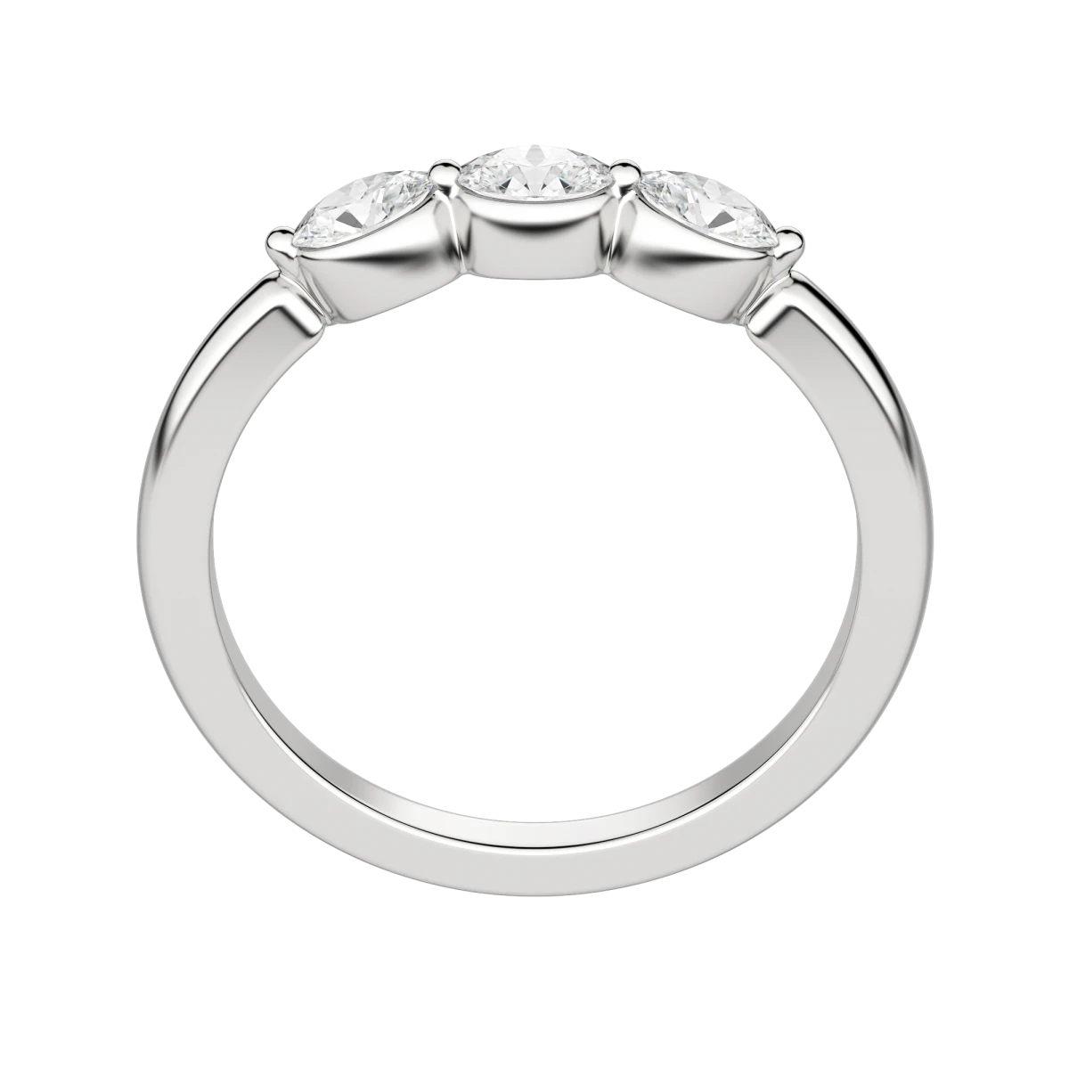 Three Stone Oval Anniversary Band