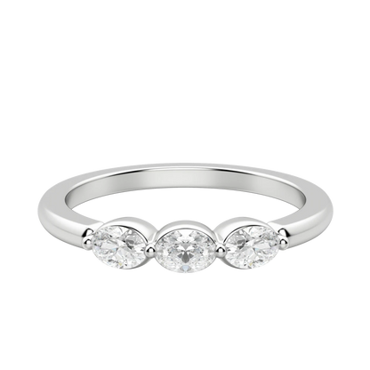 Three Stone Oval Anniversary Band