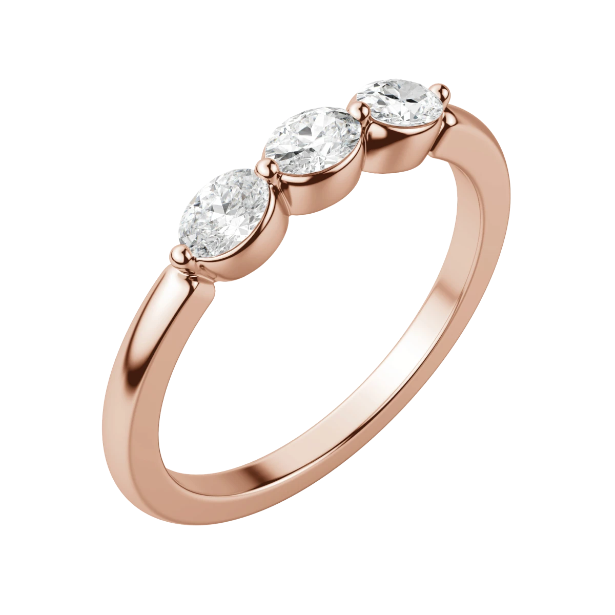 Three Stone Oval Anniversary Band