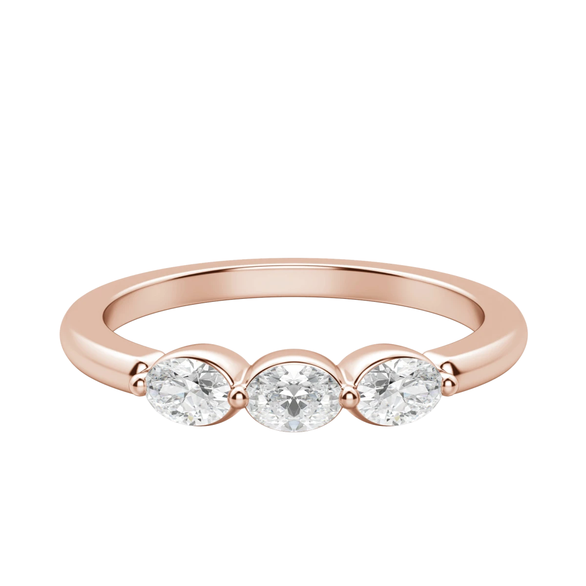 Three Stone Oval Anniversary Band