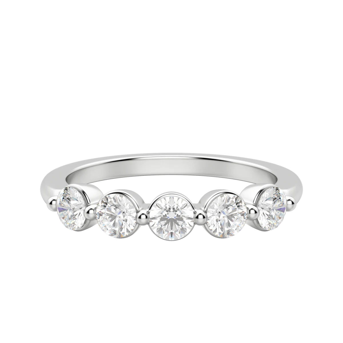 Five Stone Round Cut Anniversary Band