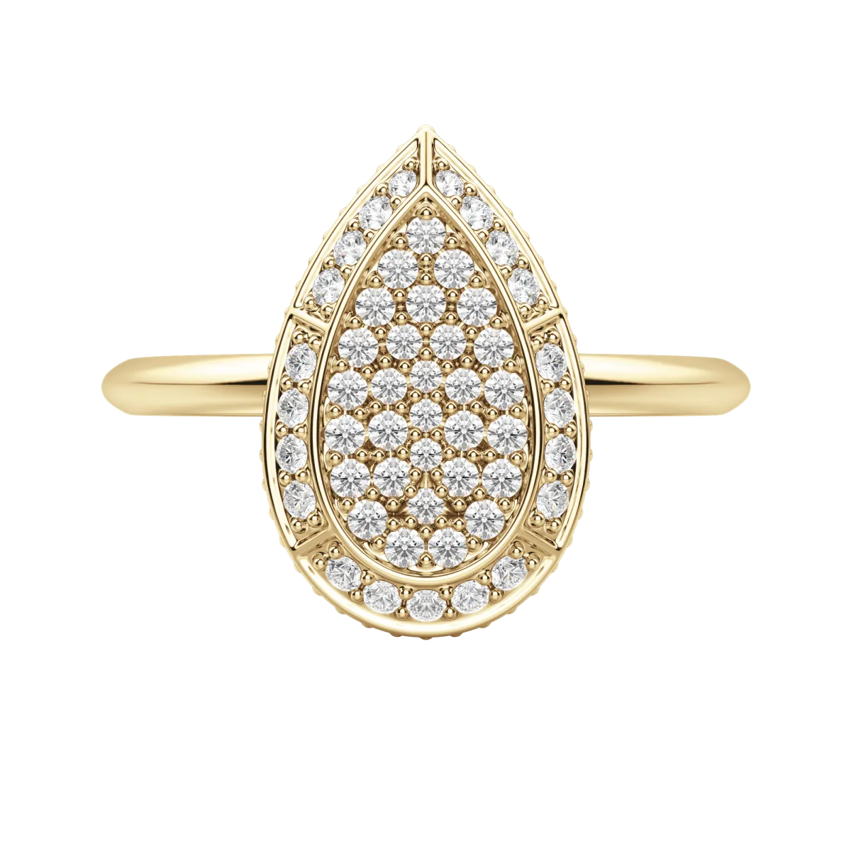 Round Cut Lab Diamond Pear Pave Ring