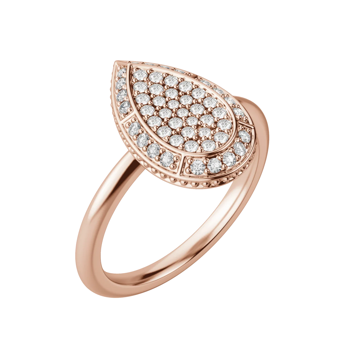 Round Cut Lab Diamond Pear Pave Ring