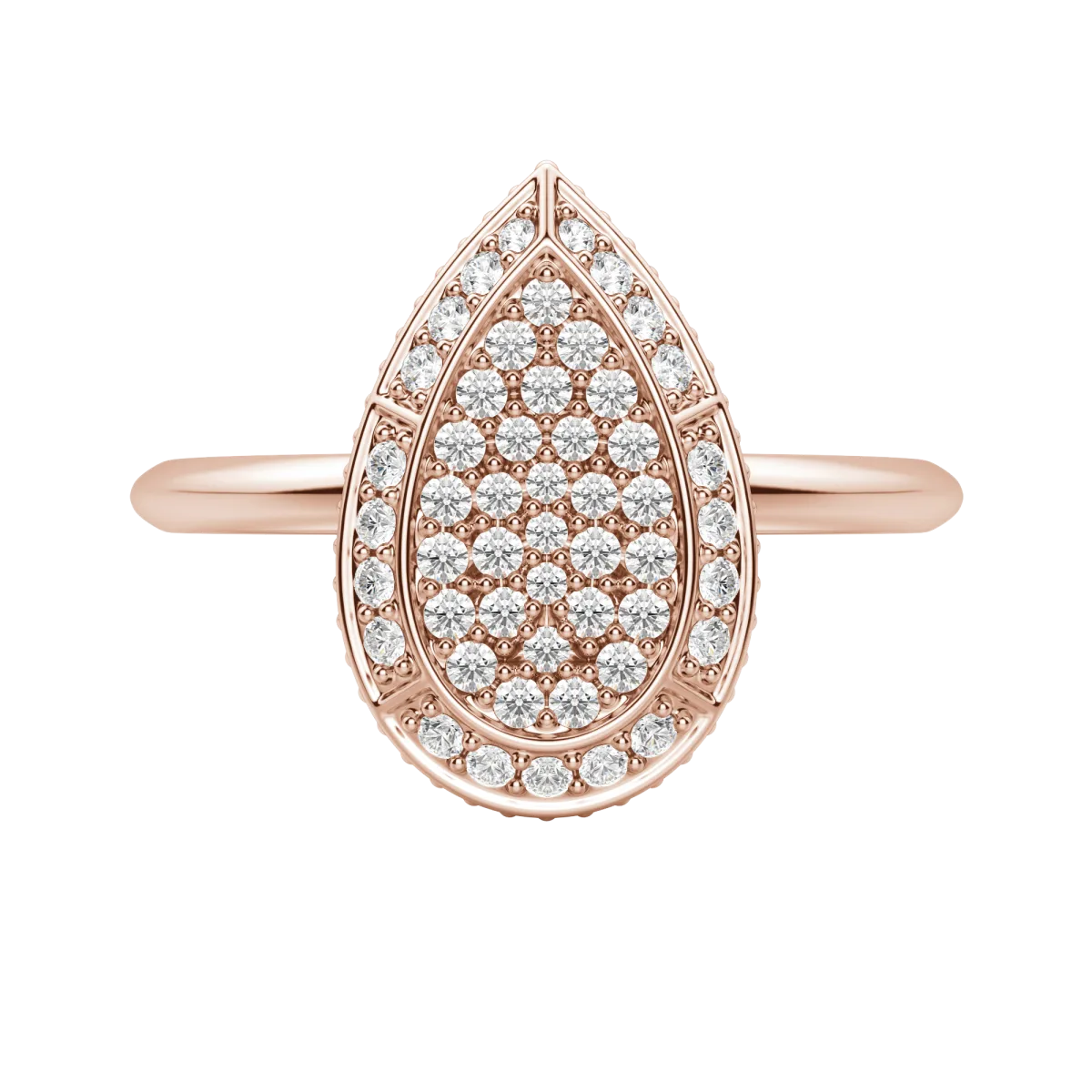 Round Cut Lab Diamond Pear Pave Ring