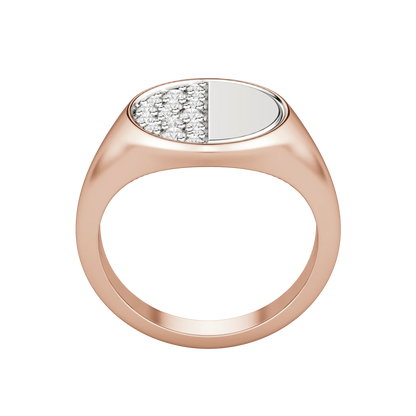 Two Tone Quarter Moon Signet Ring