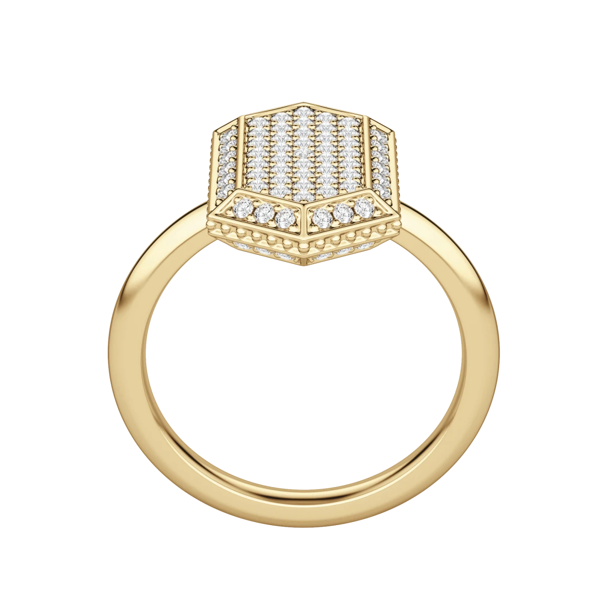 Round Cut Lab Diamond Hexagon Pave Ring