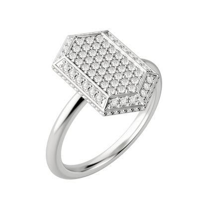 Round Cut Lab Diamond Hexagon Pave Ring