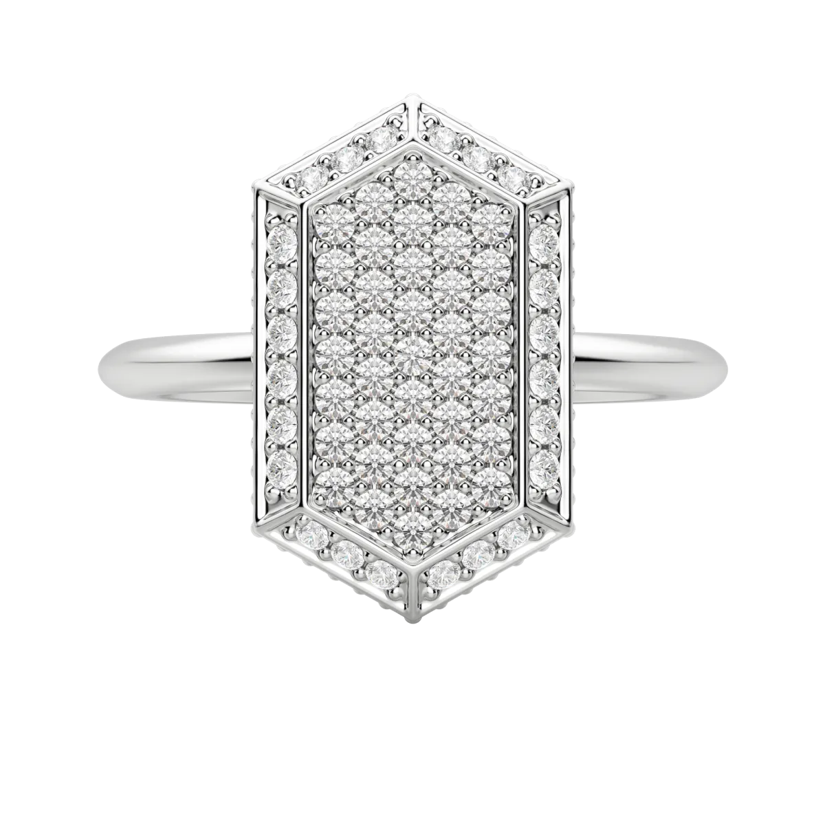 Round Cut Lab Diamond Hexagon Pave Ring