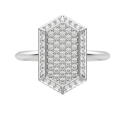 Round Cut Lab Diamond Hexagon Pave Ring