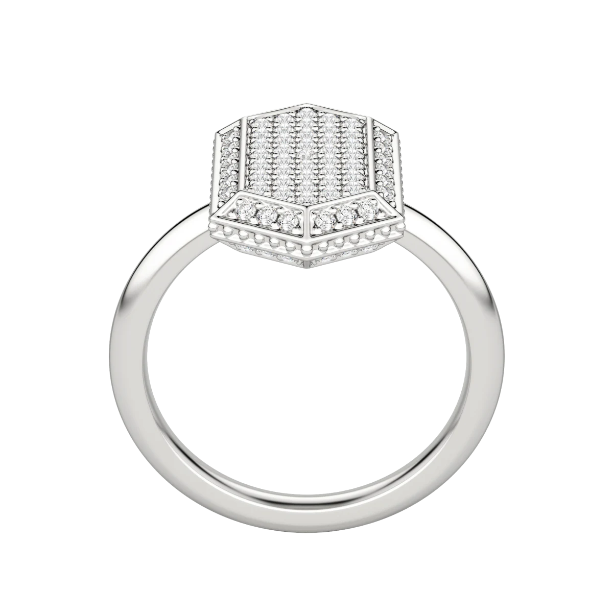 Round Cut Lab Diamond Hexagon Pave Ring