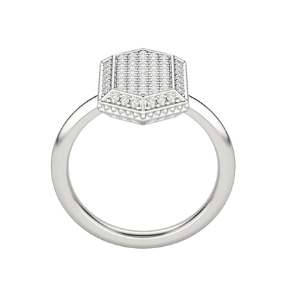 Round Cut Lab Diamond Hexagon Pave Ring