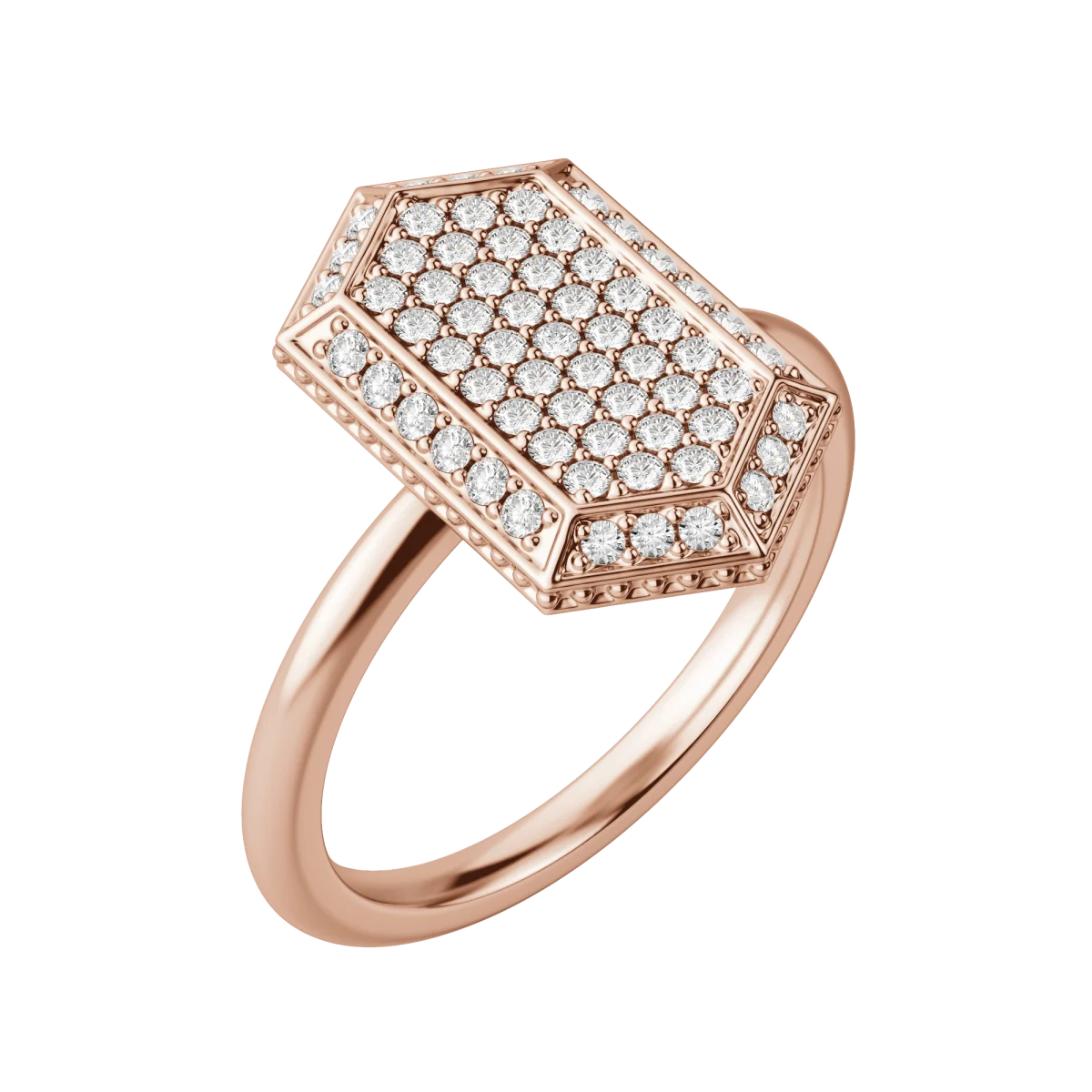 Round Cut Lab Diamond Hexagon Pave Ring