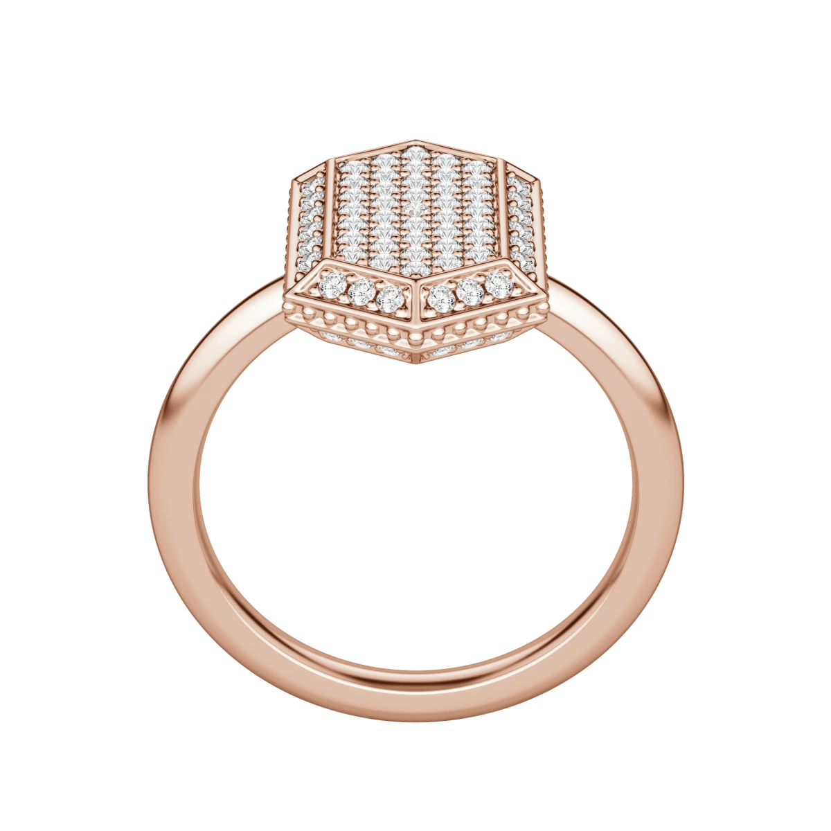 Round Cut Lab Diamond Hexagon Pave Ring