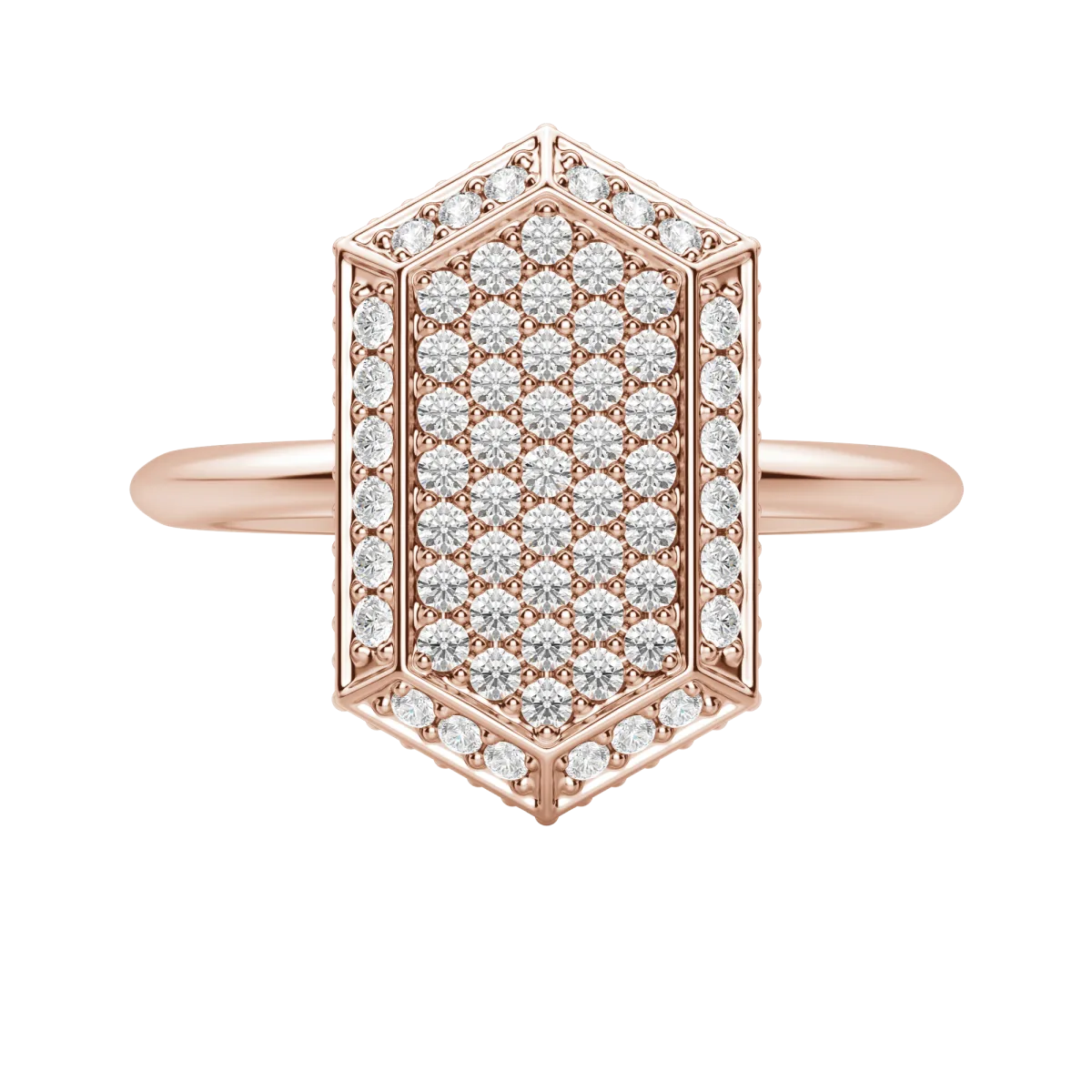 Round Cut Lab Diamond Hexagon Pave Ring