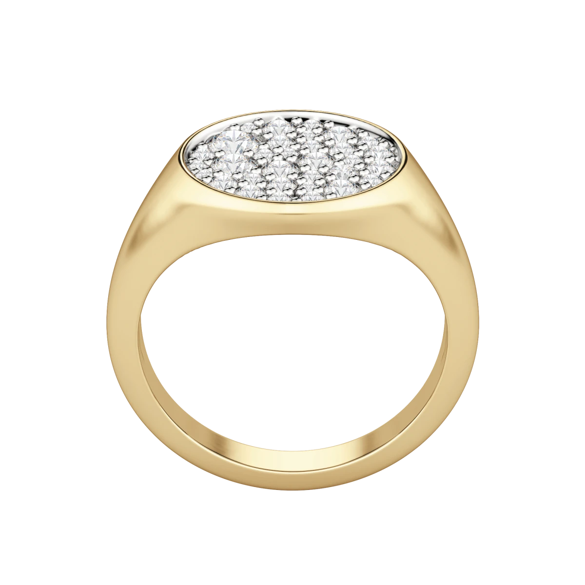 Two Tone Full Moon Signet Ring