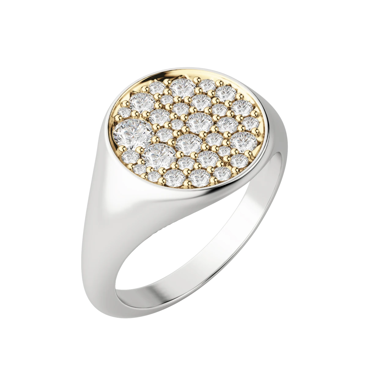 Two Tone Full Moon Signet Ring