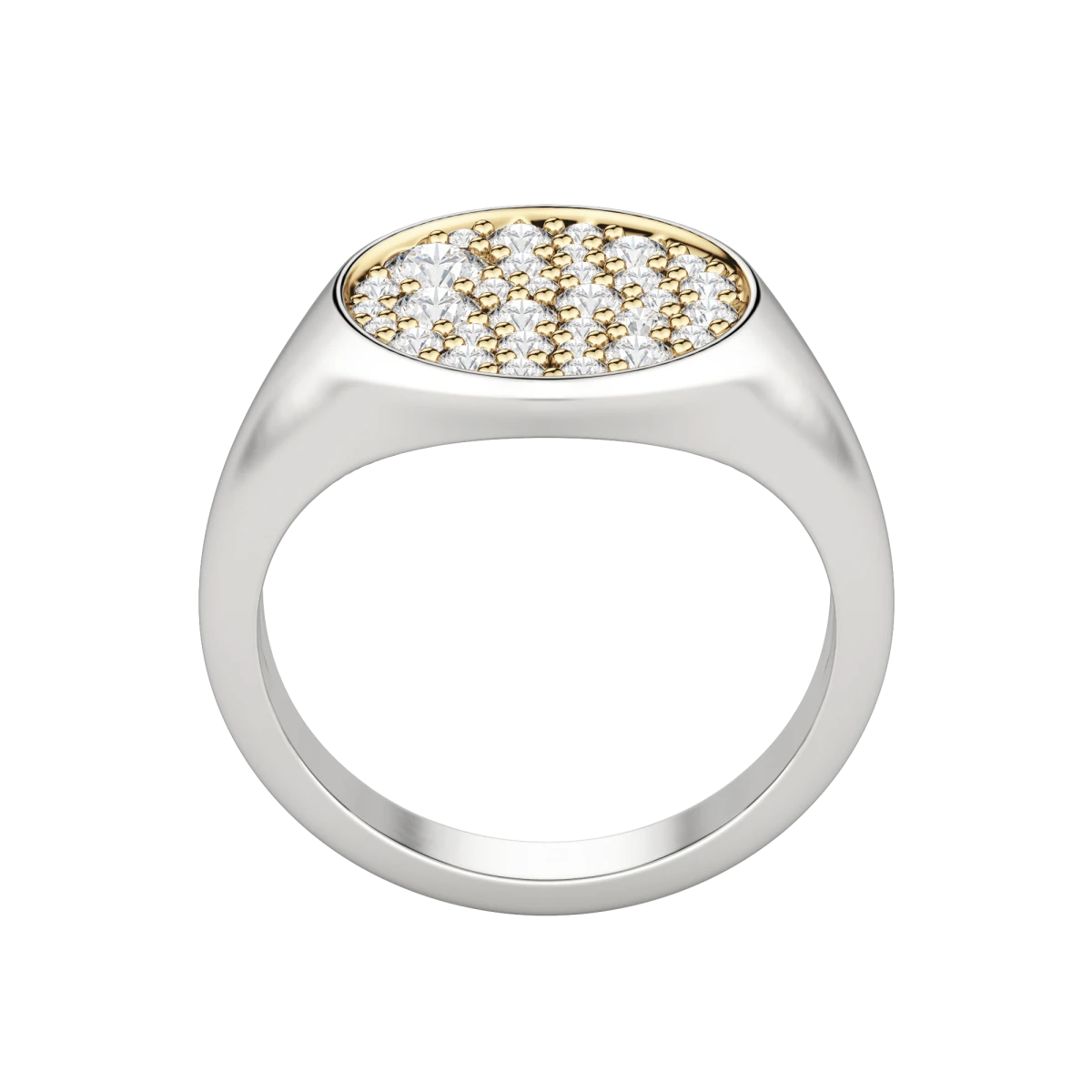 Two Tone Full Moon Signet Ring