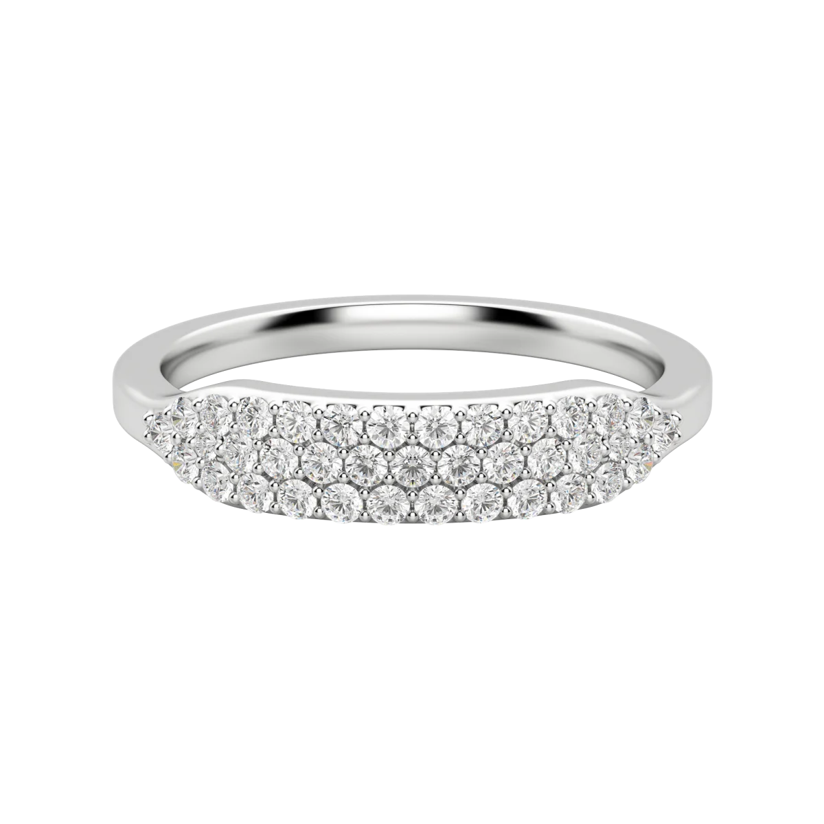 Round Cut Lab Diamond Pave Flat Band