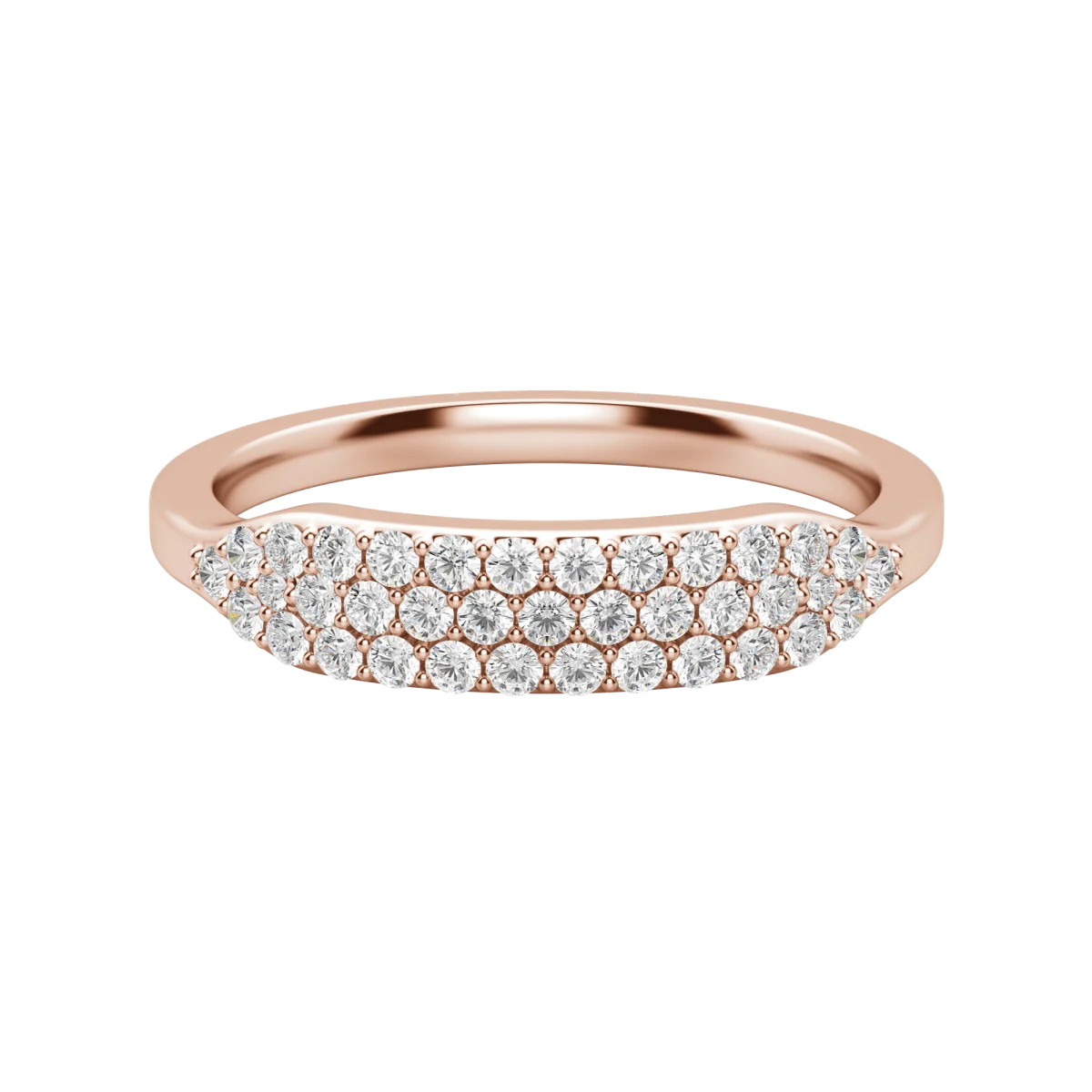 Round Cut Lab Diamond Pave Flat Band