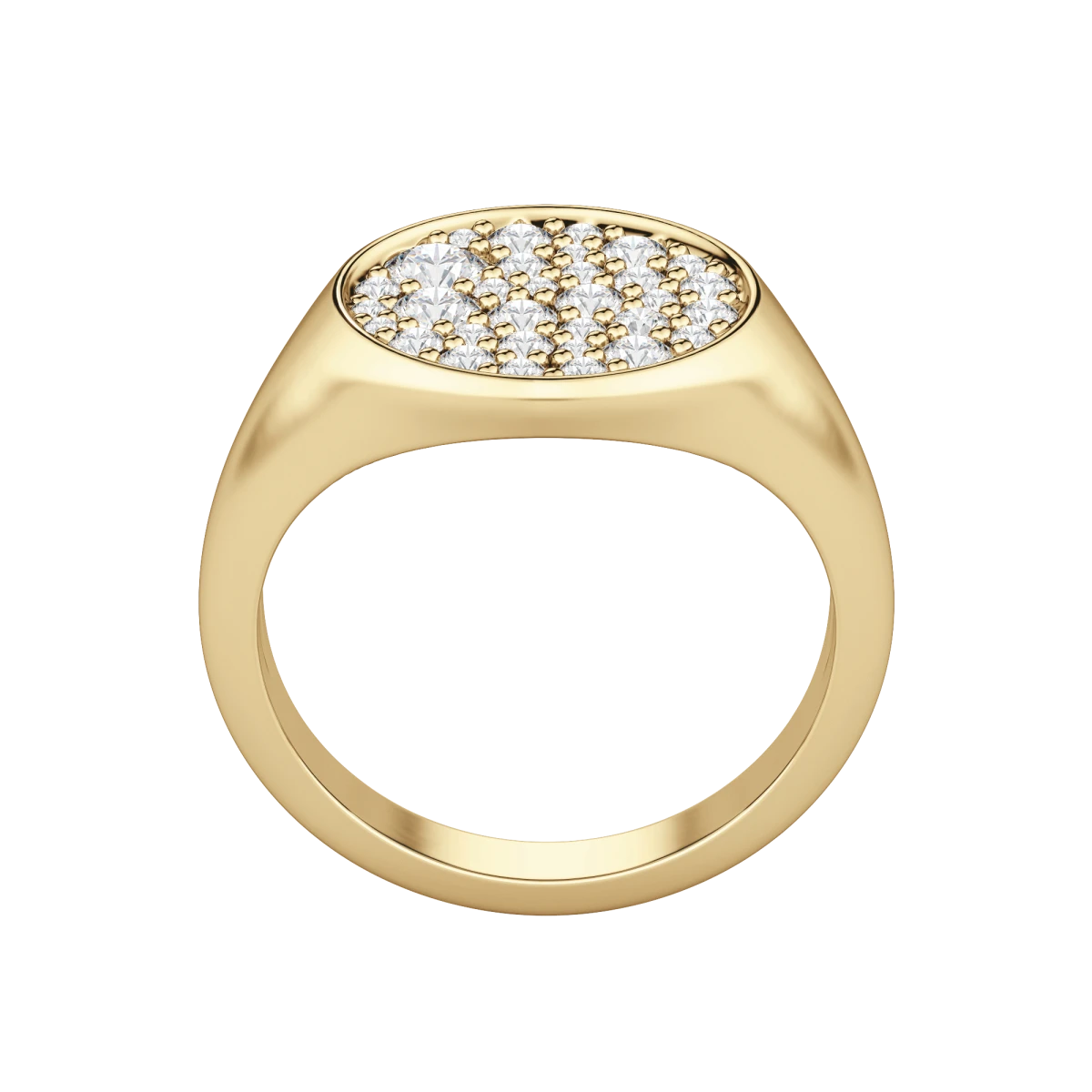 Round Cut Full Moon Signet Ring