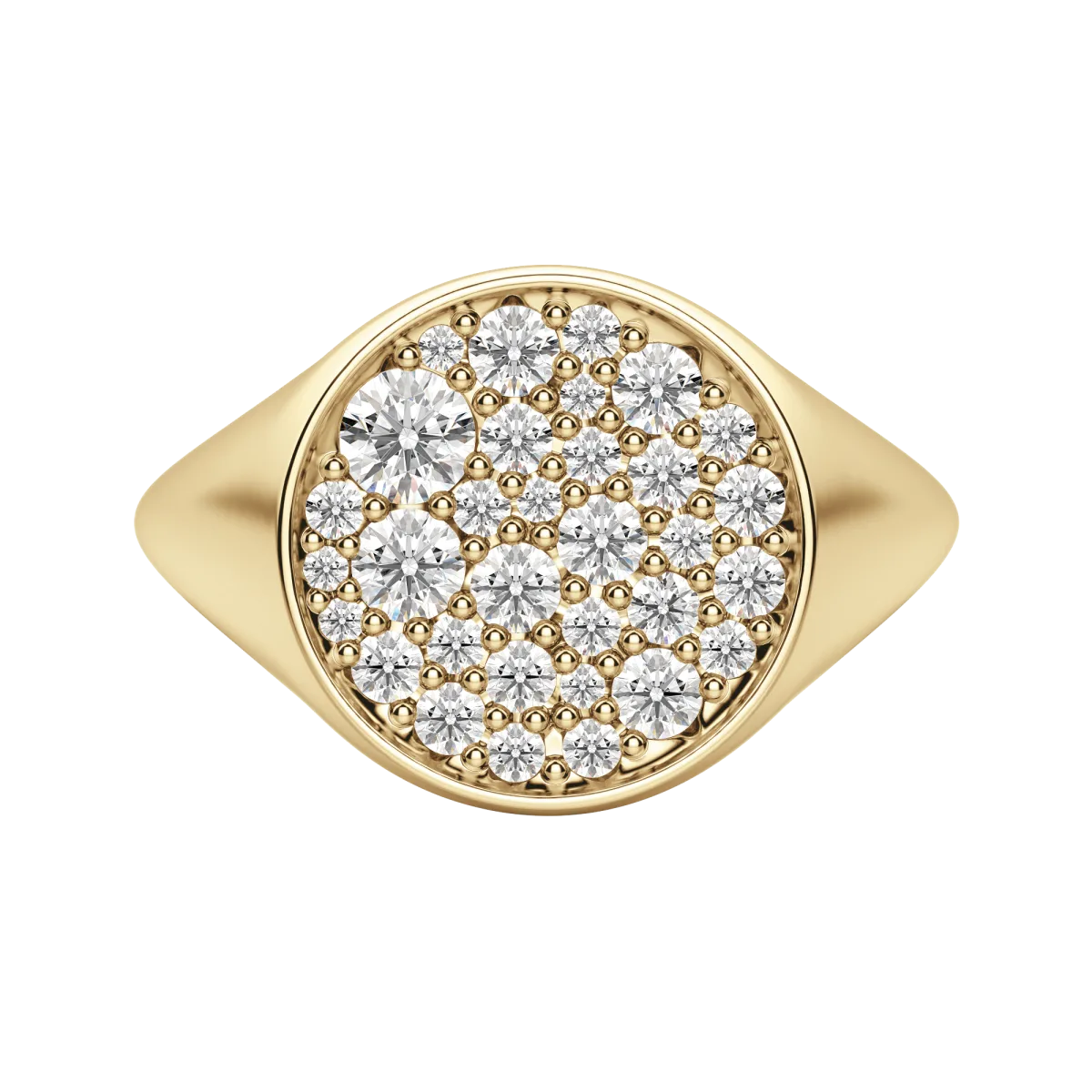 Round Cut Full Moon Signet Ring