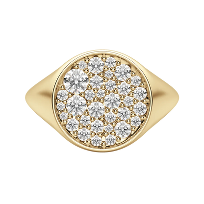 Round Cut Full Moon Signet Ring