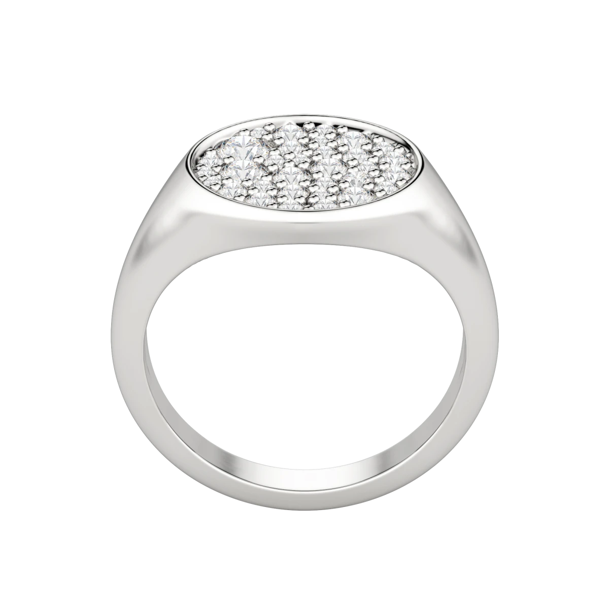 Round Cut Full Moon Signet Ring