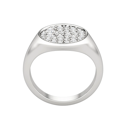 Round Cut Full Moon Signet Ring