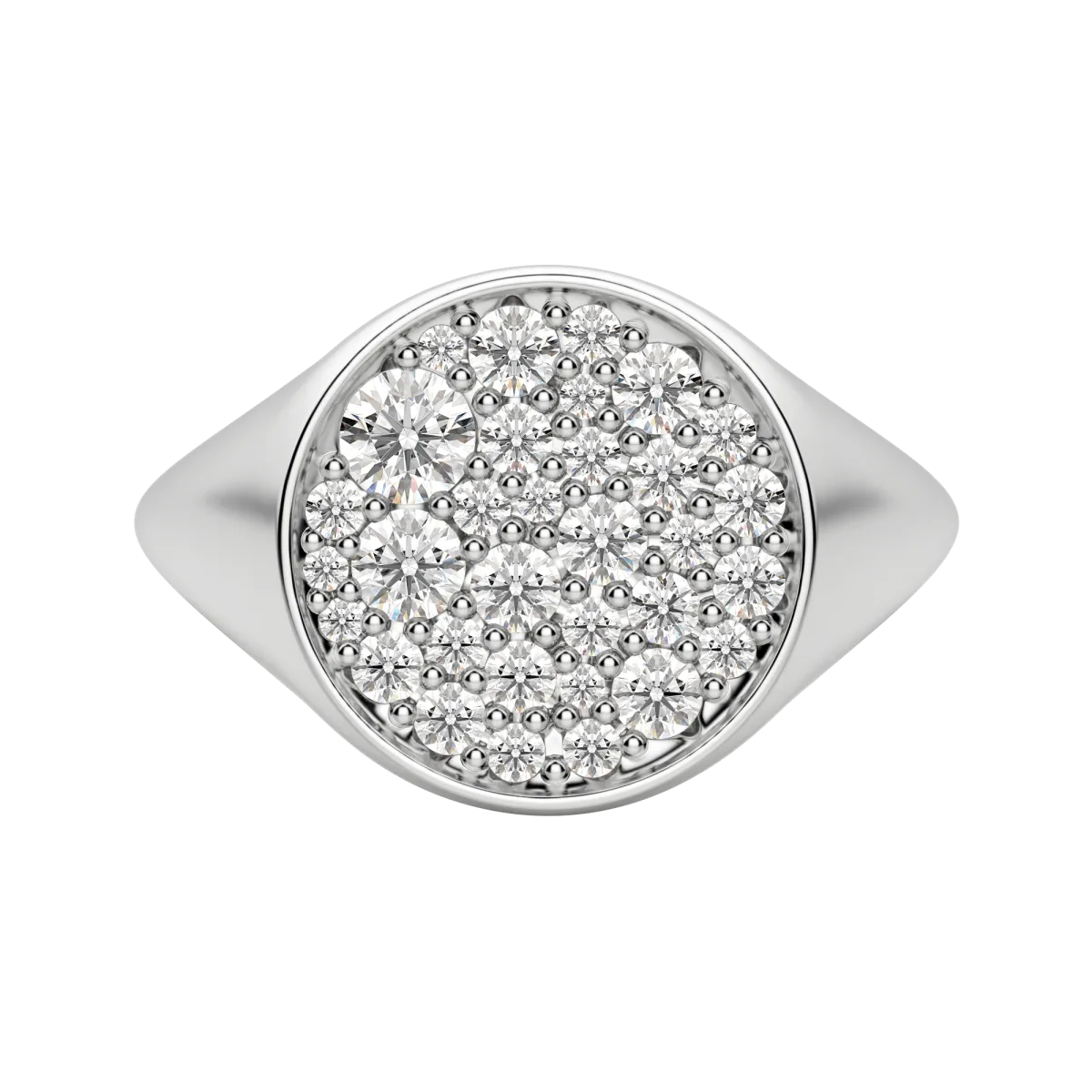 Round Cut Full Moon Signet Ring