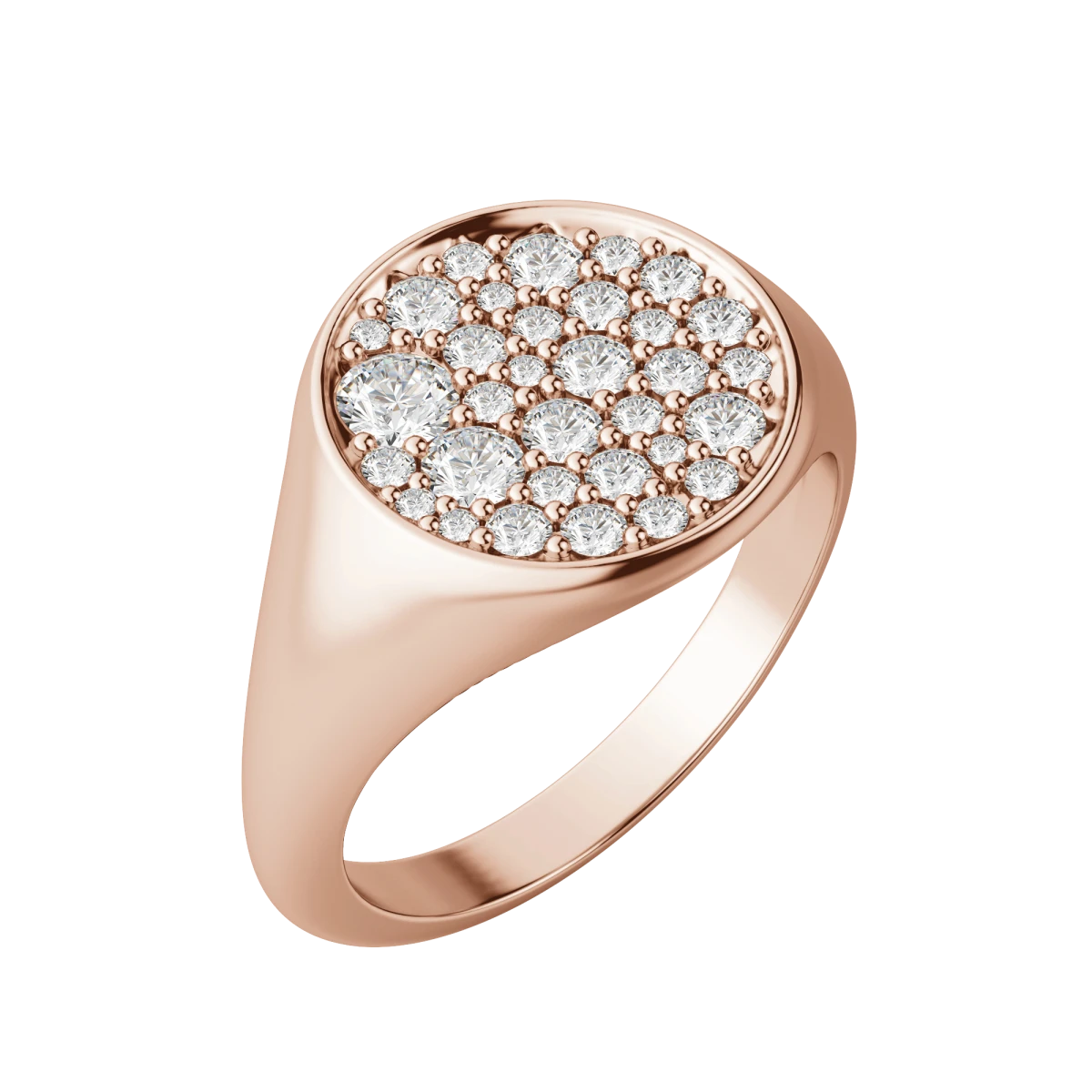 Round Cut Full Moon Signet Ring