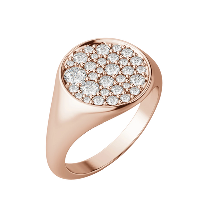 Round Cut Full Moon Signet Ring