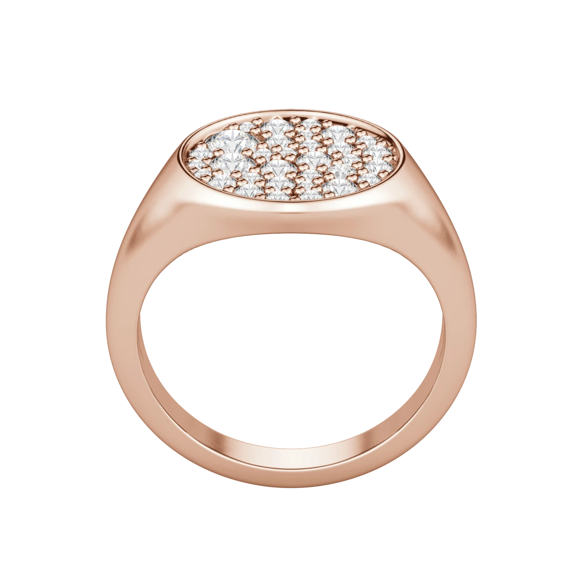 Round Cut Full Moon Signet Ring