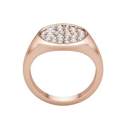 Round Cut Full Moon Signet Ring