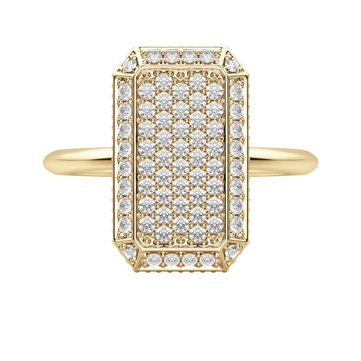 Round Cut Emerald Diamond Pave Ring