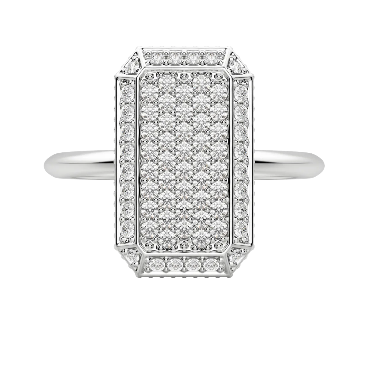 Round Cut Emerald Diamond Pave Ring