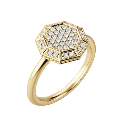 Round cut Lab Diamond Octagon Pave Ring